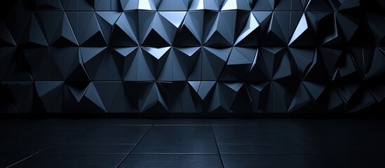 Futuristic black 3D tiles redefine interior design concepts 🖤✨ Elevate spaces with modernity and sleek sophistication! - obrazy, fototapety, plakaty