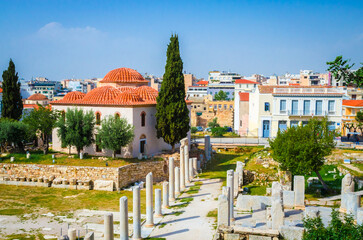 Beautiful Roman Agora in Plaka District, Athens, Greece. - 791164834