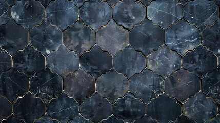 Abstract dark black anthracite gray mosaic tile wall texture background - Arabesque moroccan marrakech vintage retro ceramic tiles pattern