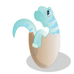 Cute cartoon dinosaur dotted egg. Vector illustration with dino for kids t-shirt design.