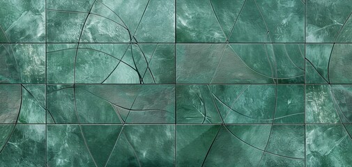 Abstract modern green mosaic porcelain stoneware cement tile with cable pattern or leaf pattern texture