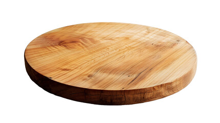 Round wooden chopping board isolated on transparent background
