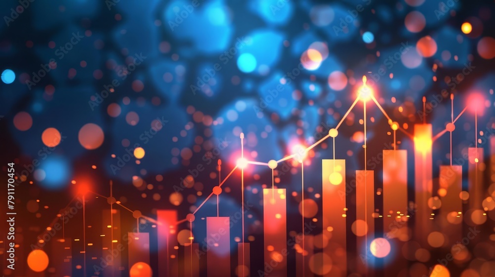 Poster abstract business growth chart with upward trajectory and metrics background illustration