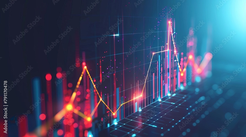 Poster abstract business growth chart with upward trajectory and metrics background illustration