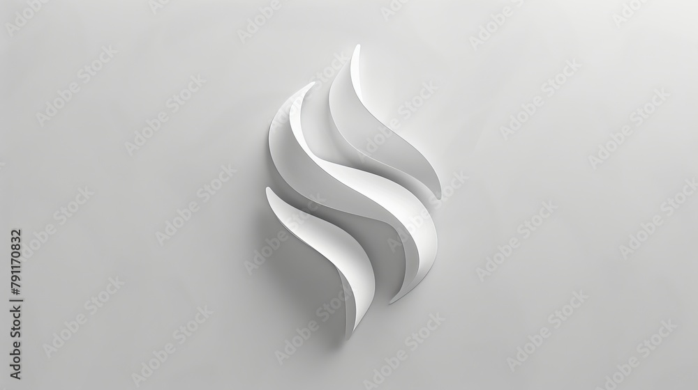 Aufkleber A minimalistic representation of a flame, sculpted in white, set against a soft grey backdrop