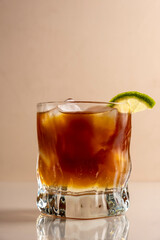 Espresso Tonic, cold drink with espresso and tonic in glass