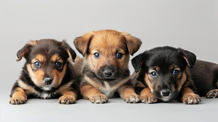 adorable puppies of various breeds cute furry friends studio pet photography - obrazy, fototapety, plakaty