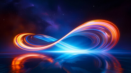 Obraz premium Vibrant Light Painting with Multicolored Streaks Creating an Infinite Symbol, Cinematic 4K Motion Graphics