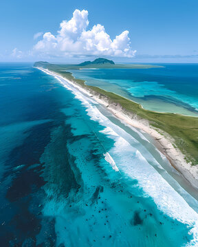 Artistic Aerial Depiction of Clipperton Islands Beach, North America