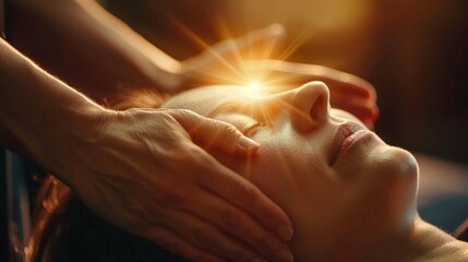 A person receiving a Reiki session with the practitioners hands hovering over their body channeling healing energy into specific areas. .