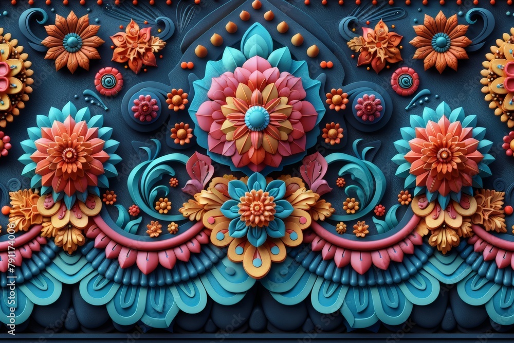 Aufkleber vibrant wall adorned with various colored flowers, creating a lively and eye-catching display