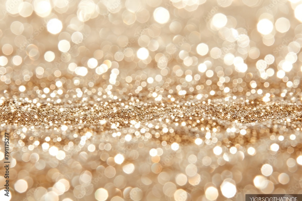 Poster shiny gold glitter background, showcasing its texture and sparkle up close