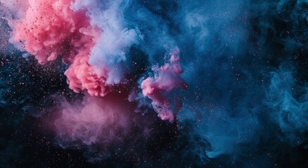 Blue and Pink Cloud Drifting in the Air - obrazy, fototapety, plakaty
