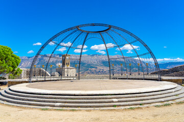 Fototapeta premium Entertainment area in the castle of the town of Gjirokaster, architecture of the Ottoman empire in Gjirocastner- Albania.
