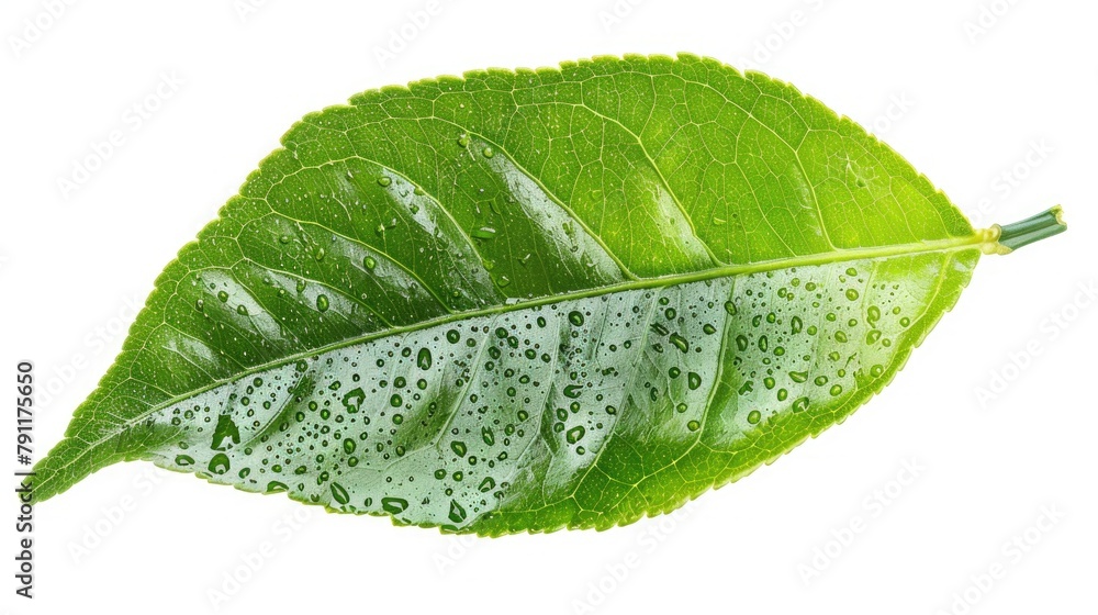 Poster isolated lemon leaf on white background with clipping path