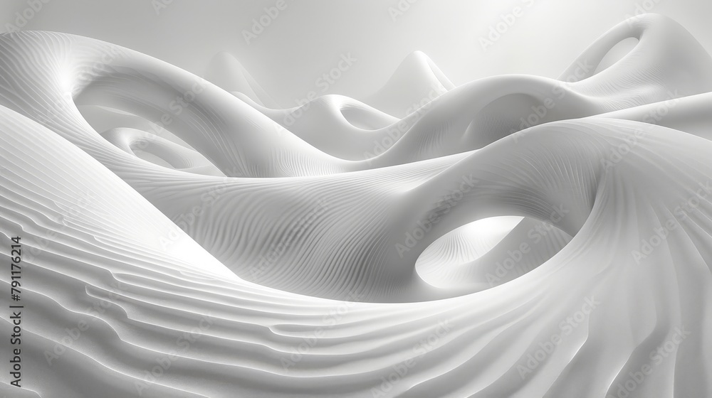 Poster a white background featuring wavy lines in varying thicknesses and patterns