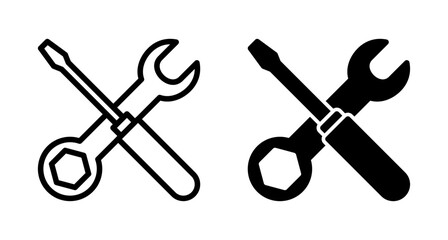 Repair icon vector isolated on white background. Wrench and screwdriver icon. settings vector icon. Maintenance. tools - obrazy, fototapety, plakaty