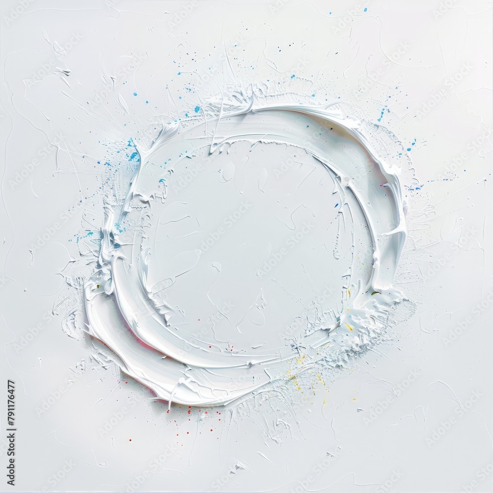 Poster A white circle covered in vibrant paint splatters, creating a colorful and dynamic visual effect