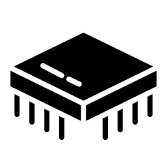 Computer chip circuit board glyph icon for apps and websites