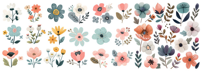 Trendy Floral Illustrations Rich Pastels in Neutral Tones