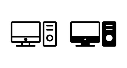 Computer icon vector isolated on white background. PC Icon vector. Computer monitor icon. Flat PC symbol