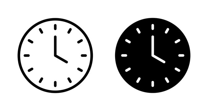 Clock icon vector isolated on white background. Time icon vector. Clock vector icon
