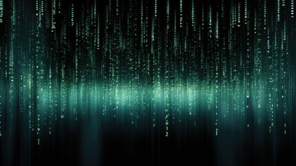 binary code rain falling against a digital backdrop, data transfer