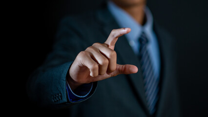 Attractive, Businessman 's hand, fingers, conveying a powerful symbol of touch and connection in a...