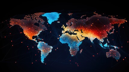 Abstract data of global internet usage and connectivity