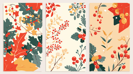 Collection of postcard templates with forest cranbe