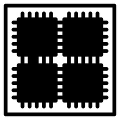 Computer chip circuit board flat icon for apps and websites