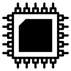 Computer chip circuit board flat icon for apps and websites