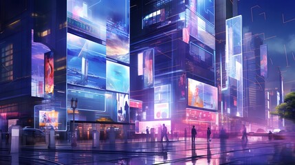 Digital composite of People walking in the street at night. digital composite