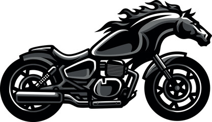 Cruiser Motorcycle with Horse Head