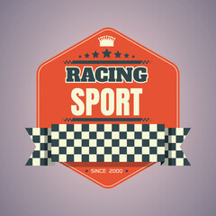 Sport racing label hexagon