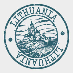 Fototapeta premium Lithuania Stamp Postal. Silhouette Seal. Passport Round Design. Vector Icon. Design Retro Travel. National Symbol.