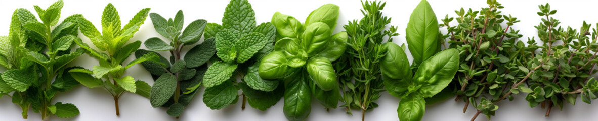 herbs on white background.