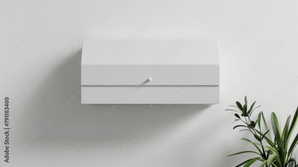 Poster blank mockup of a minimalist mailbox with a clean and simple design perfect for a modern home. .