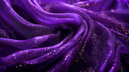 Majestic Purple Silk with Glistening Star Patterns - Enchanting 3D Composition
