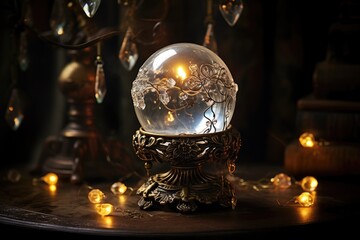 Mystical Crystal Ball: Reflect jewelry in a crystal ball surrounded by candlelight and mystical ambiance.