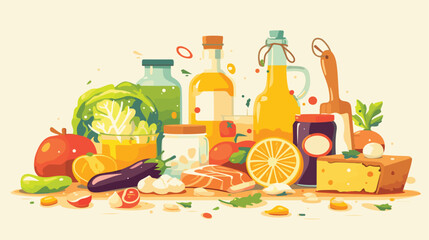 Collection of vitamin A sources. Healthy food conta