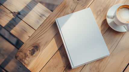 Fototapeta premium blank book on wooden table