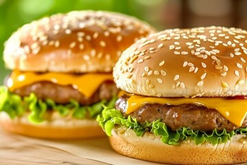 Tasty burger delicious fast food high quality food sandwich tomato cheese hamburger american lunch vegetable restaurant chain promotion promo material advertisement ad menu offer sauce modern quick
