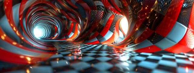 Mesmerizing fractal tunnel: a vibrant spiral of intricate patterns invites you on a captivating journey.