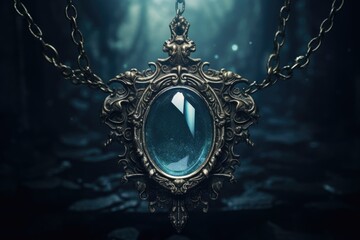Cursed Mirror: Shoot jewelry with a mirror that reflects a cursed or ghostly image. - obrazy, fototapety, plakaty