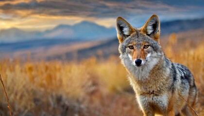 Naklejka na ściany i meble An alert Coyote (Canis latrans) at the Rocky Mountain Arsenal National Wildlife Refuge