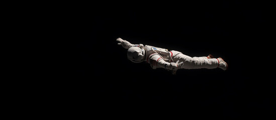 Naklejka premium astronaut flying through space, with a black background