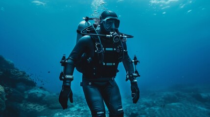 An exoskeleton suit designed for underwater use allowing divers to stay submerged for longer periods of time and move with greater ease. .