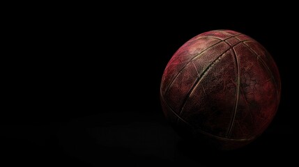 Used Basketball with Dark Background