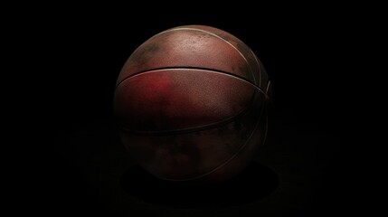 Used Basketball with Dark Background